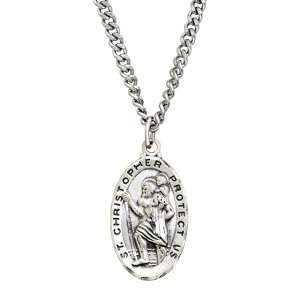 Oval St. Christopher Medal Sterling Silver Pendant 24-Inch Offer on  black friday deal